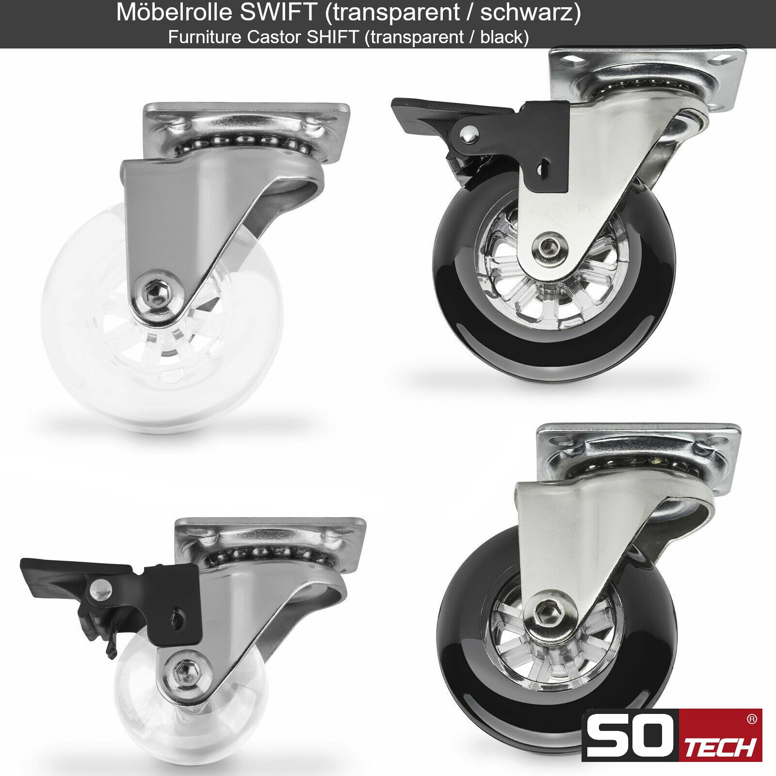 Rullo per mobili di design SO-TECH® Ø 35 - 75 mm rullo girevole rullo di trasporto rullo da tavolo foto 5