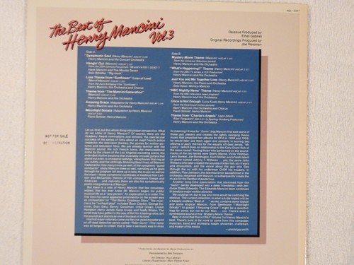 Henry Mancini "Best Of Vol. 3" NEW PROMO VINYL LP! NEVER PLAYED! SEE PHOTOS! - Picture 2 of 6