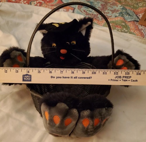 Vintage schwarze Katze Hexenhut Plüschkorb Halloween Wohndeko von FACT Games - Bild 8 von 8