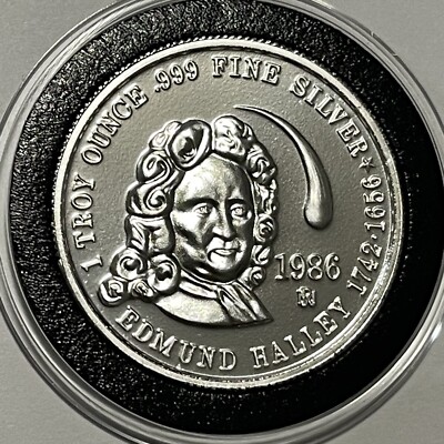 Giotto Spacecraft Halley's Comet Rare Coin 1 Troy Oz .999 Fine