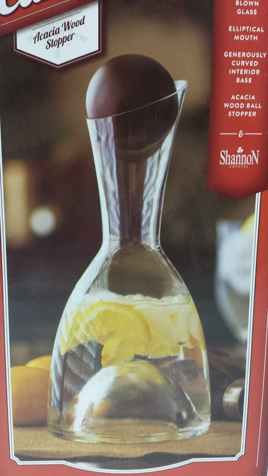 Shannon Crystal 64-Ounce Glass Carafe with Acacia Stopper - Image 3 of 3