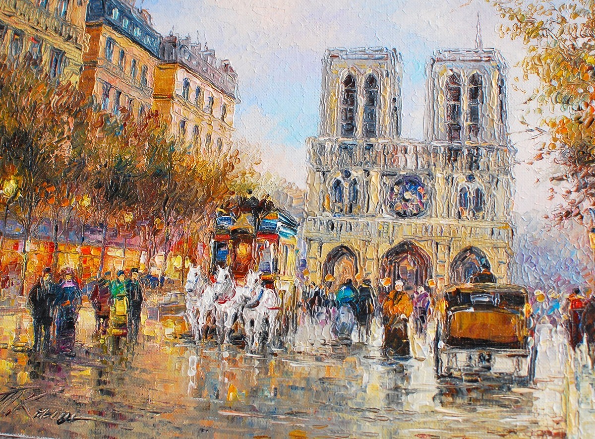 Notre Dame Oil Painting Impressionist Painting Paris Oil Painting