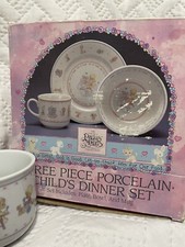 Precious Moments Vintage 1990 Three Piece Porcelain Childs Dinner Set