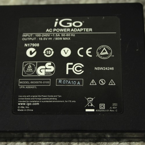 iGo Universal AC Laptop Power Supply Charger 90W 19.5V 6630076-0100 1-TIP - Picture 5 of 5