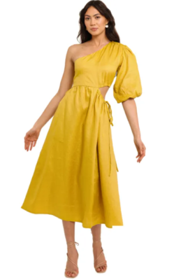 NICHOLAS Crissa Midi Dress Yellow Casual Size 14 AU WITH DEFECTS | eBay UK