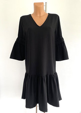 Ganni Black Clark Women Dress Bells Sleeves / Size 36 S/M UK 8/10