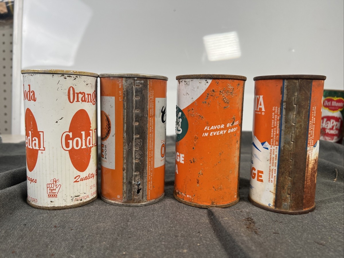 Lot of 4) Vintage Orange Soda Cans Tab And Flat Top Shasta Lot of 4) Vintage Orange Soda Cans Tab And Flat Top Shasta
