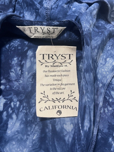 Nuovo cardigan TRYST by Matthew H blu con cappuccio tie dye drappeggio davanti taglia small - Foto 4 di 9