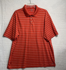 Champion Mens Polo Shirt Golf Orange Striped XL Polyester Short Sleeve Collared