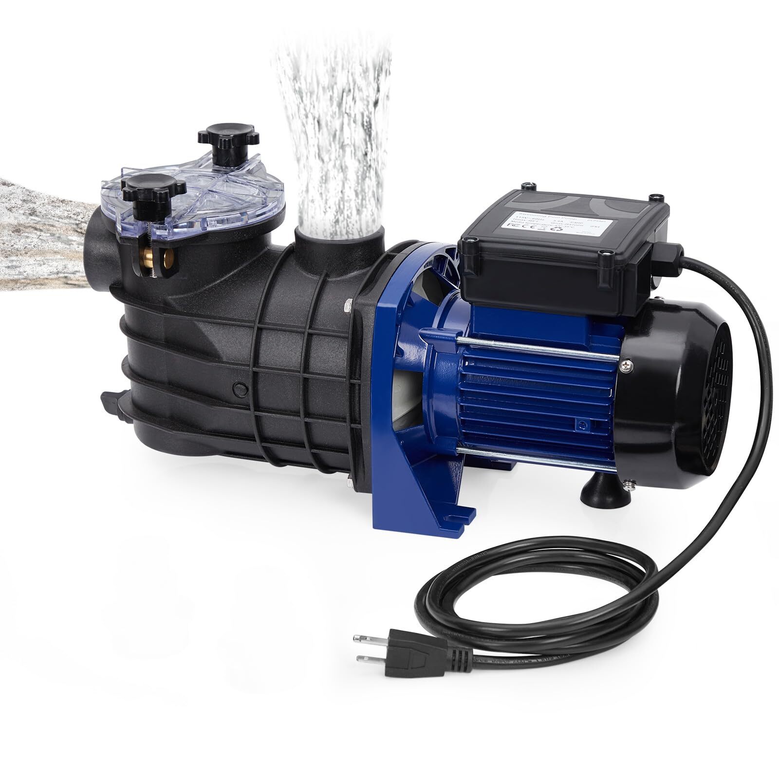 0.75HP In/Above Ground Single Speed Pool Pump, 550W/115V, 2641GPH, High Flow,...