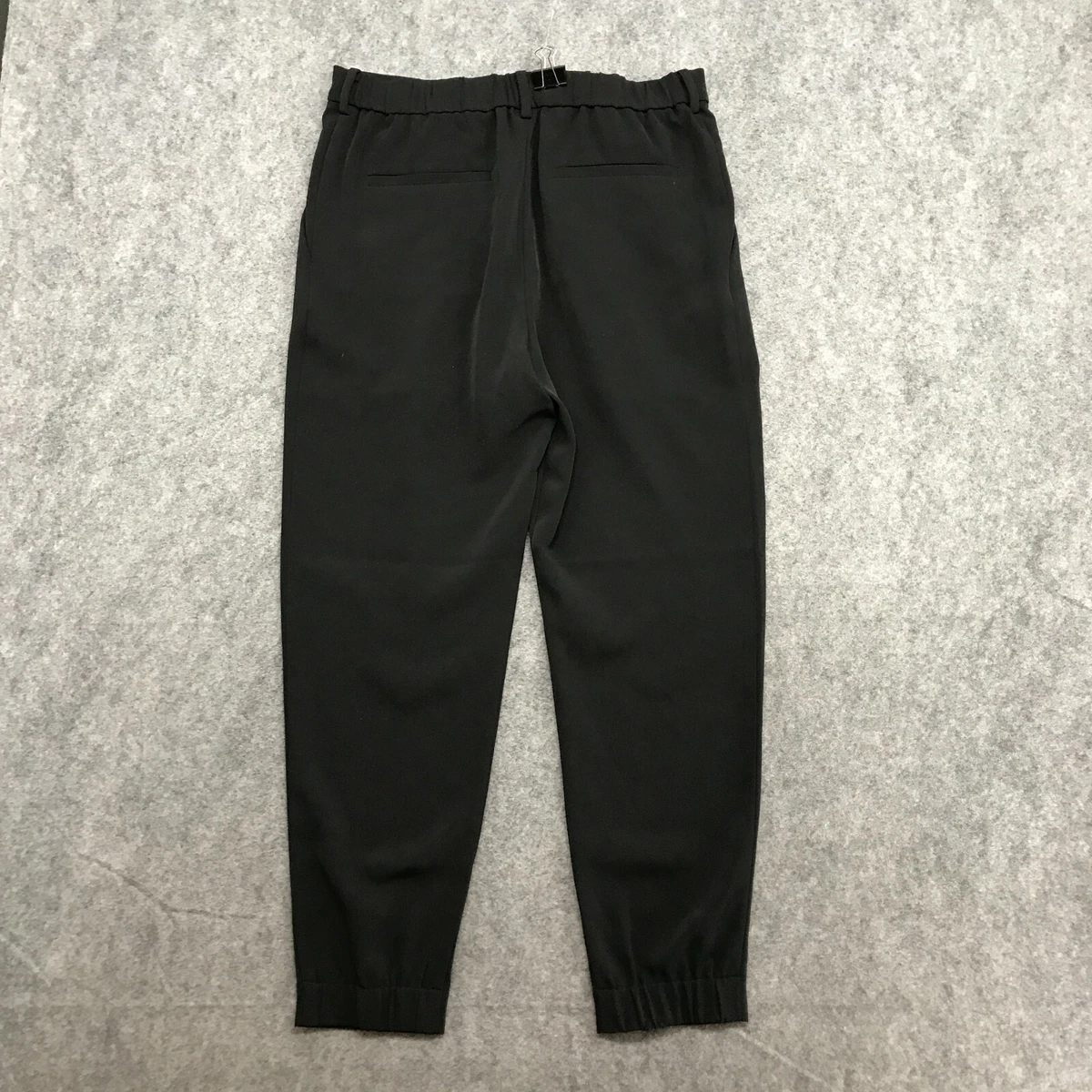 Uniqlo Pants Womens Size Large Black Tapered Elastic Waist Hems