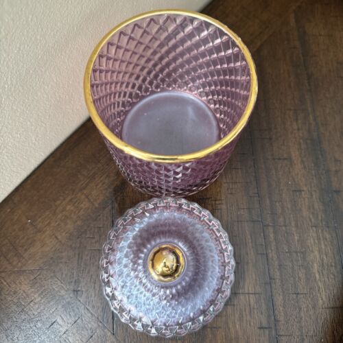 Diamond Star Glass Lilac Apothecary Style Glass 7" Canister - Picture 2 of 3