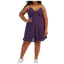 Emerald Sundae Lace Knee Length Cocktail Babydoll Dress Sz 22 in Purple