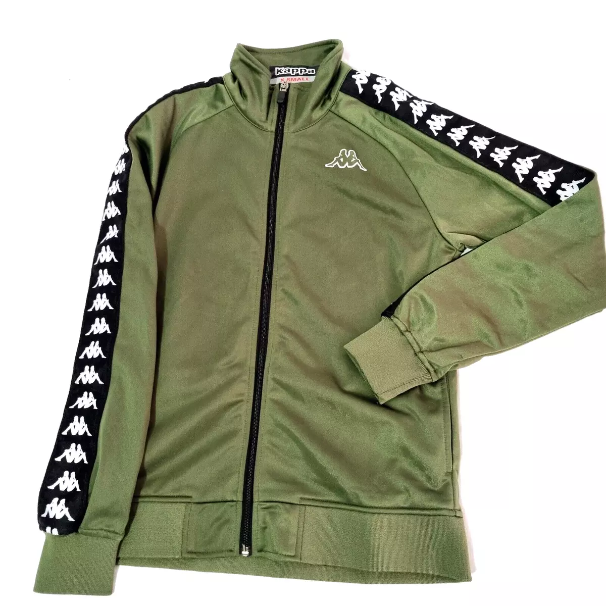 Kappa Men Size XS Track Jacket Green Black White Full Zip Long Kappa Men Size XS Track Jacket Green Black White Full Zip Long