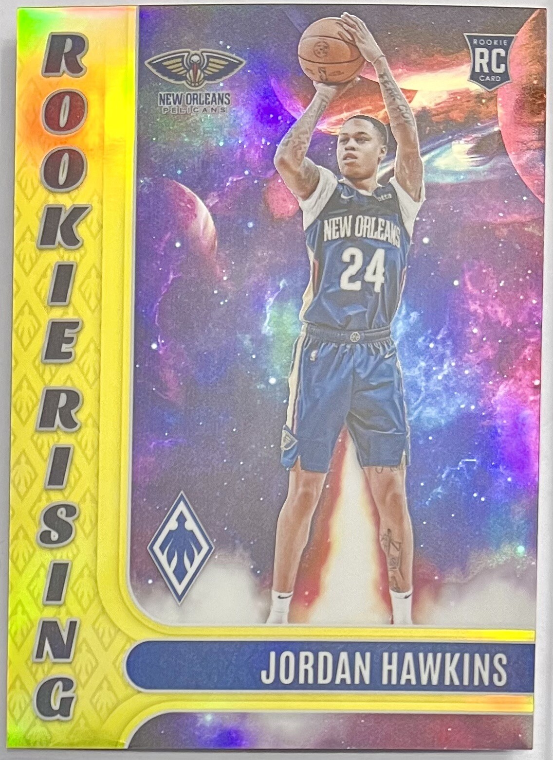 2023-24 Jordan Hawkins Panini Phoenix Yellow Rookie Rising Pelicans RC 04/35