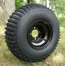 8" Black Steel Golf Cart Wheel and 18x9.5-8" Knobby Tire- Set of 4