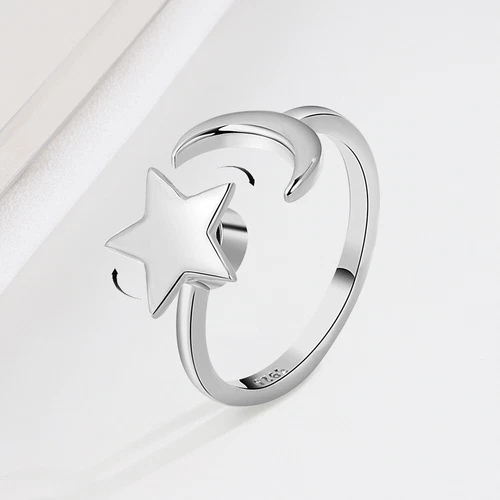 925 Sterling Silver Zircon Fidget Spinner Ring Adjustable Unisex Anxiety Relief - Picture 29 of 40