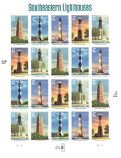 Sc # 3787-3791 ~ Full Pane ~ 37¢ Southeastern Lighthouses