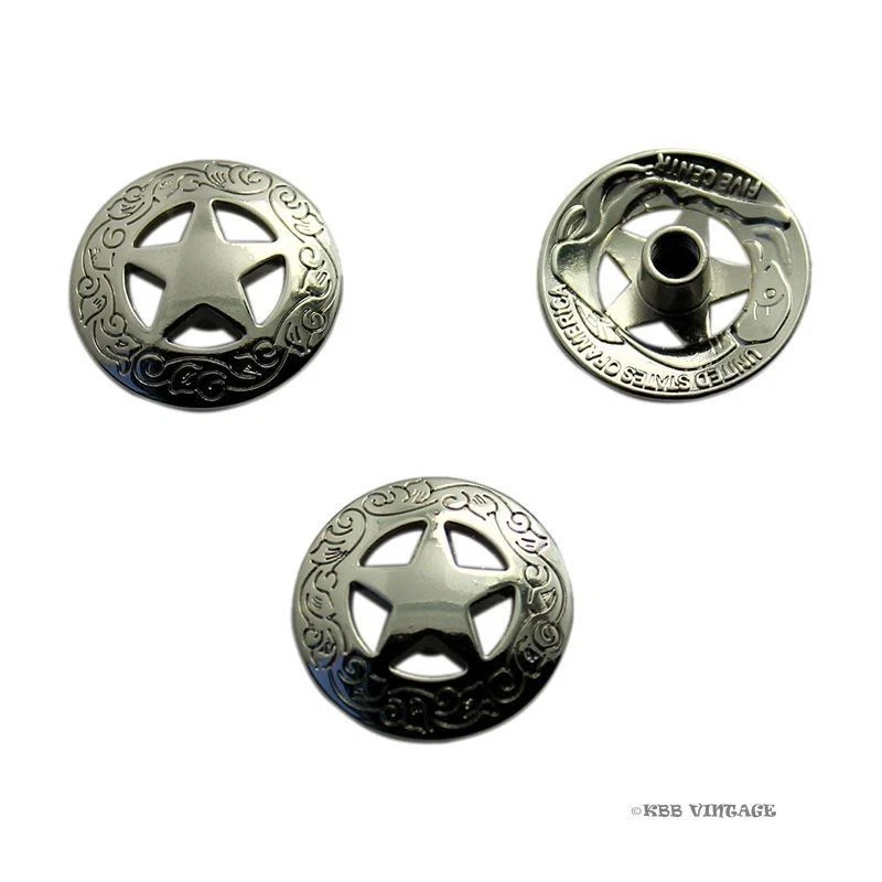 10 Pack bright Silver 3/4'' 21mm Western Texas Star Concho Saddle Concho - Image 2 of 2