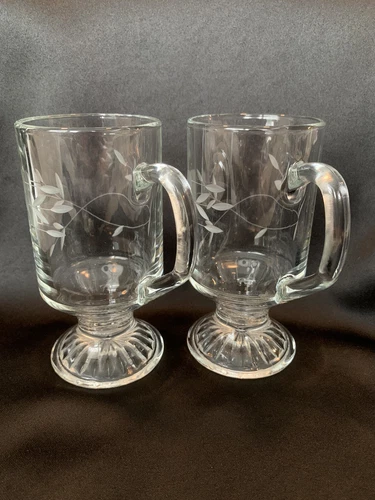 Mugs Tea Coffee Latte Glass Cups  Princess House Crystal Heritage Irish 