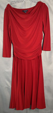 Chaps Dress Womens Medium Solid Red Mid Length Short Sleeve Career Valentines