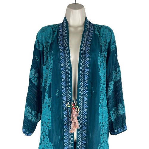 NEW Johnny Was Bellamo Verona Kimono Embroidery Lakeside Blue Women Size S - Picture 4 of 11