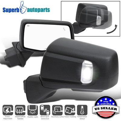 For 2019-2024 Silverado 1500 Power Fold Mirrors + Heated/Blind spot/Puddle L+R