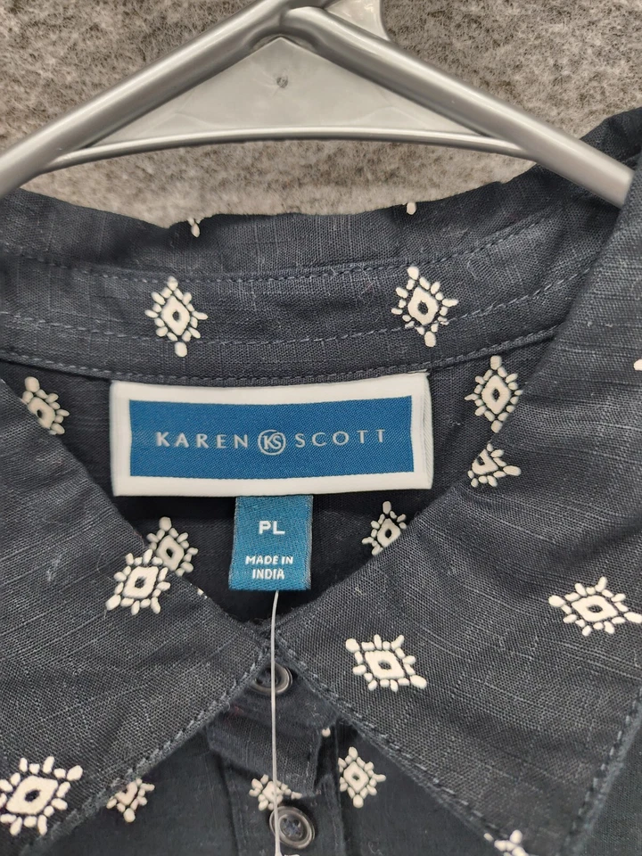 Karen Scott Dress Womens Petite Large Short Sleeve Black - Image 3 of 4