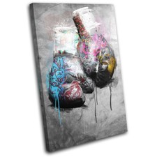 Graffiti Boxing Gloves Grunge Sports SINGLE CANVAS WALL ART Picture Print