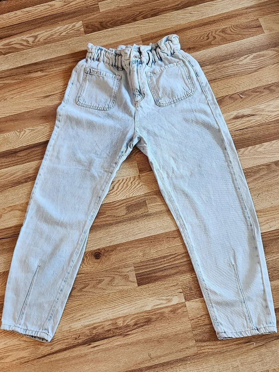 Gilli Womens Paper Bag Jeans Small High Waist Straight Denim Pants Belted  Frayed | eBay