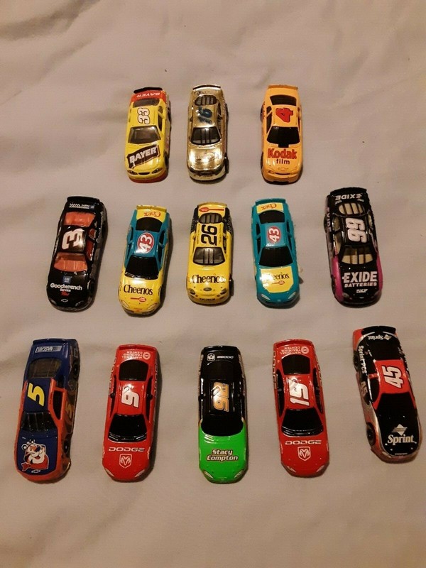 Lot of 13 Diecast Vintage Commercial Name Brand Toy Race Cars 