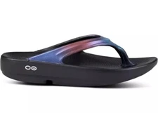 OOFOS Women's OOlala Luxe Recovery Sandals Sz. 6 NEW MIDNIGHT SPECTRA 1401