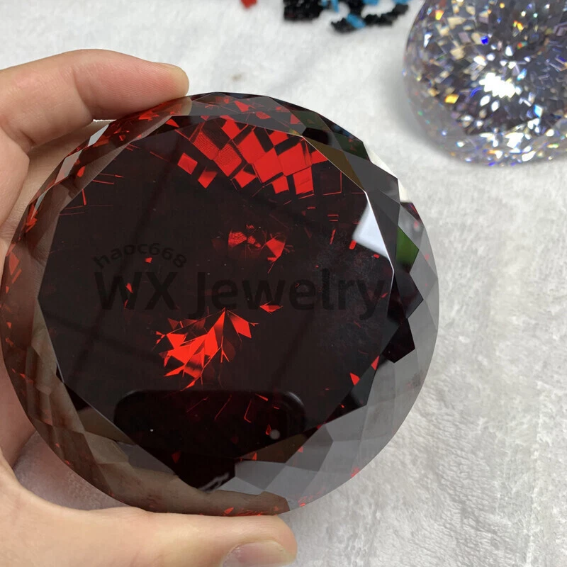 Piedra de circonita cúbica suelta roja granate corte redondo tamaño súper grande 100 mm 1 pieza Foto 2 de 4