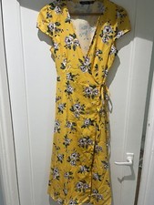 Boohoo Yellow Floral Midi Dress Size 10 BNWT
