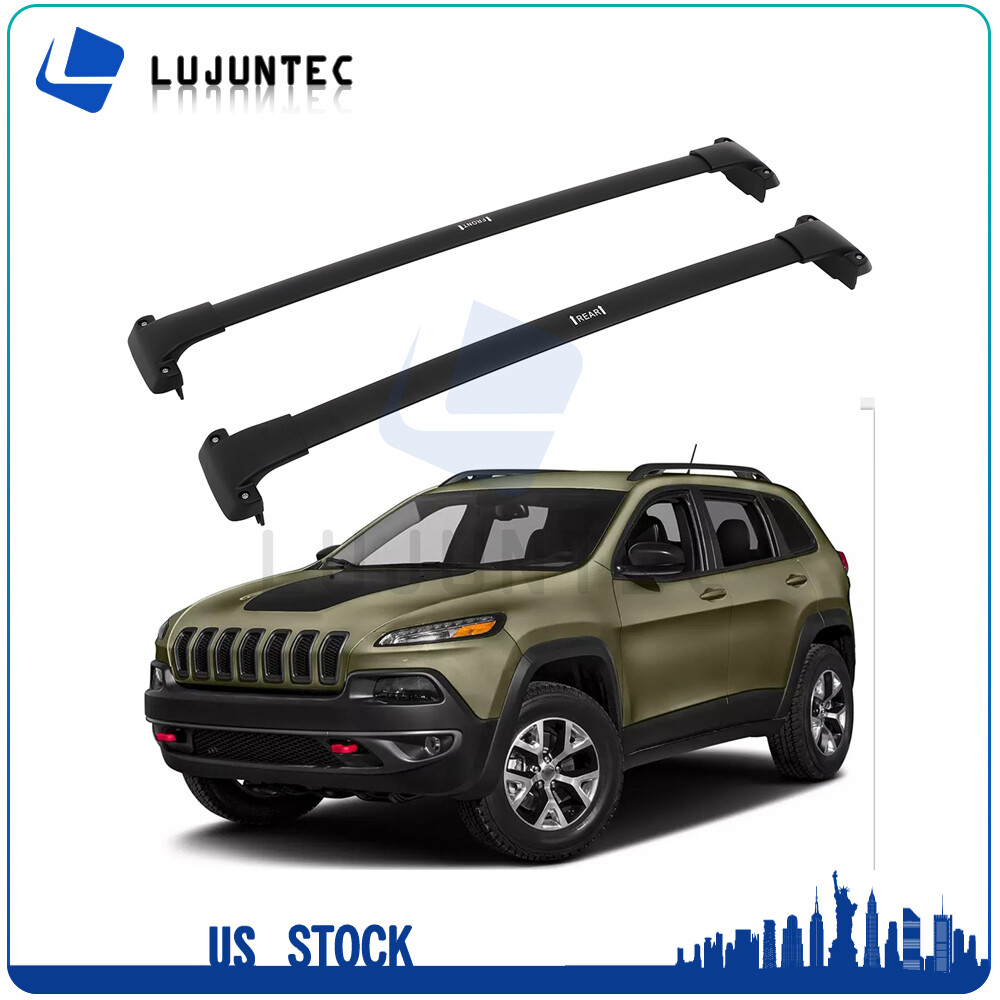 Cross Bar For 2015-2020 Jeep Cherokee Roof Rack Set Cargo Luggage Carrier Black