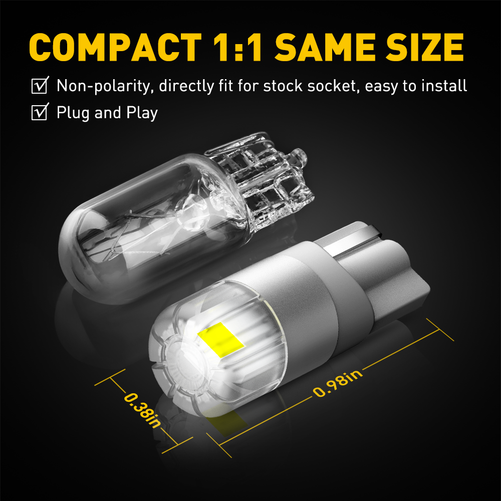 AUXITO 194 LED Bulbs Amber Yellow 168 175 2825 W5W T10 3020SMD LED For Car Dome Map Door Courtesy License Plate Lights Pack Of 2