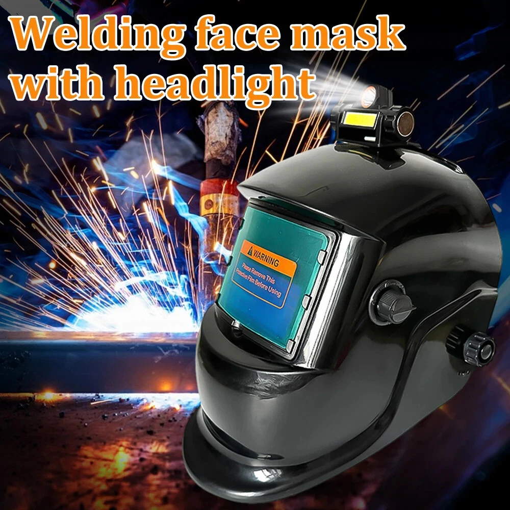 Solar Powered True Color Auto-Darkening Welding Helmet w/Light for TIG, MIG, ARC