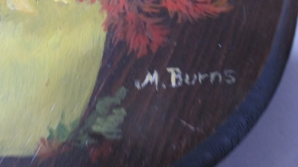 手绘木质向日葵花束悬挂 20 世纪 70 年代皮革环波西米亚 6 1/2 x 9 — 第 3/4 张图片