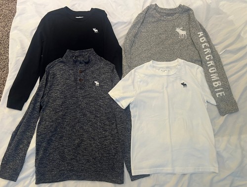 Abercrombie Kids Lot Boys 4 Shirts Longsleeve Logo Size 9/10- 11/12