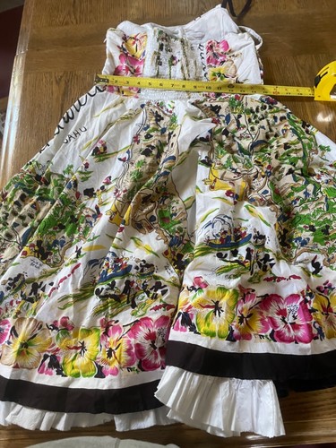 VTG CARBELLA Petticoat Bombshell Hawaii Map print dress 50s Large Beaded Cotton - Bild 12 von 12