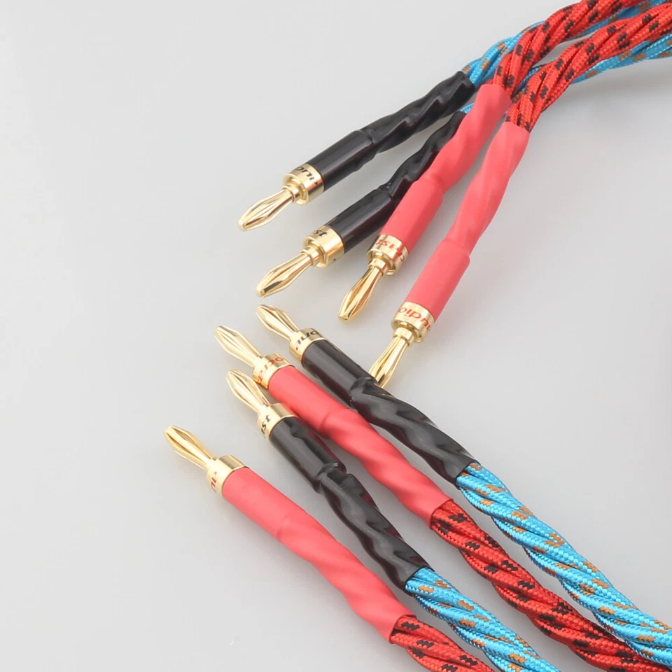 2PCS OFC Audio HiFi Speaker Cable High-end 16 Core Amplifier & Banana Spade Plug - Image 3 of 4