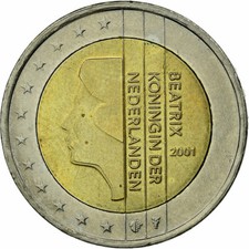 #721246 Niederlande, 2 Euro, 2001, SS, Bi-Metallic, KM:241
