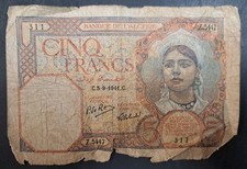 1941 Algeria 5 Francs P77b, Z5447-311.