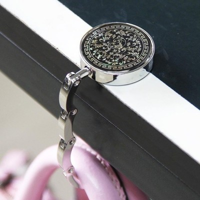 Runder Vintage Blumen Tischhaken Handtaschenhalter faltbar Edelstahl