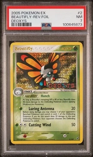 2005 POKEMON EX DEOXYS #2 BEAUTIFLY-REVERSE FOIL DEOXYS PSA 7