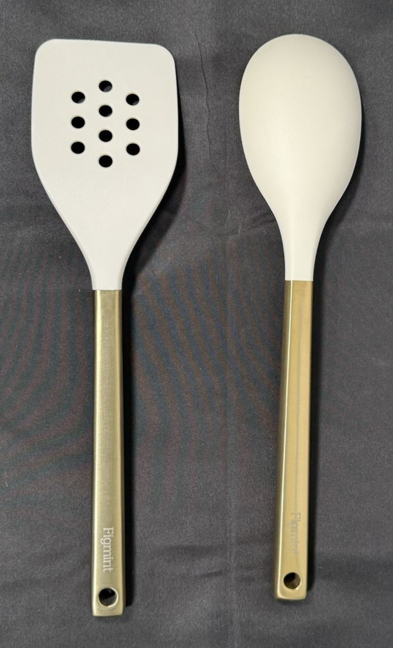 Figmint Silicone Kitchen Utensil Set Compact Champagne 2pc Steel/Nylon Utensils