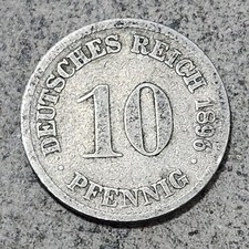 GERMANY 🇩🇪 TEN PFENNIGS COIN 1896 D (MINTED IN MUNICH / EMPEROR WILHELM II)