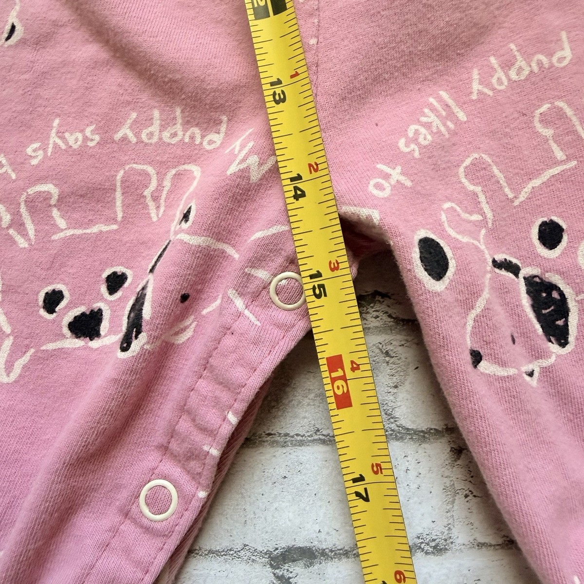 Vintage Carters Pink And White Puppy Dog Print Bubble Romper Sz 3-6 Mos View 6