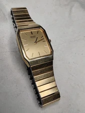 Seiko Quartz Rectangular Gold Tone Men's Watch - Runs!
