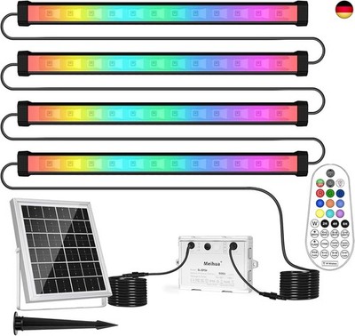 MEIHUA Solar RGB Strahler Wallwasher Farbig 10 Farbe 30 Modi Timer 2 Helligkeit